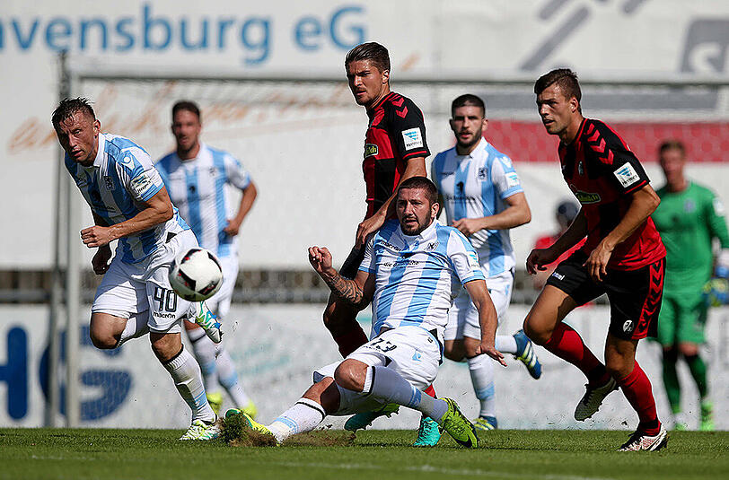 Mit Doppelspitze Olic und Mölders: Der TSV 1860 testete am Samstag in Ravensburg gegen den SC Freiburg.