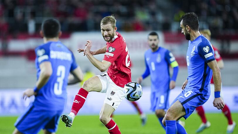 Konrad Laimer (M) im Spiel gegen Aserbaidschan.