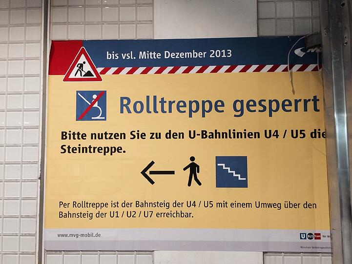 Viele Rolltreppen sind während des Umbaus gesperrt.