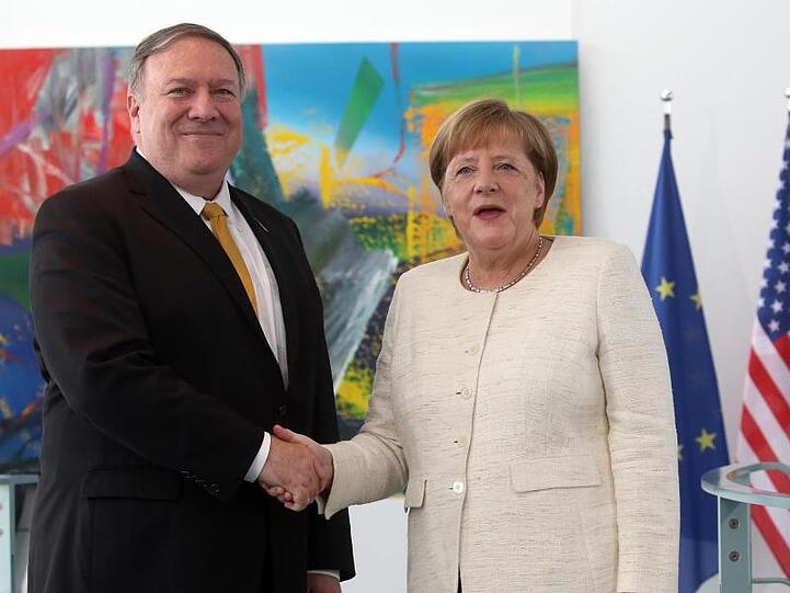 Angela Merkel (CDU), Bundeskanzlerin, empfing im Mai 2019 im Bundeskanzleramt Mike Pompeo, Außenminister der Vereinigten Staaten von Amerika.