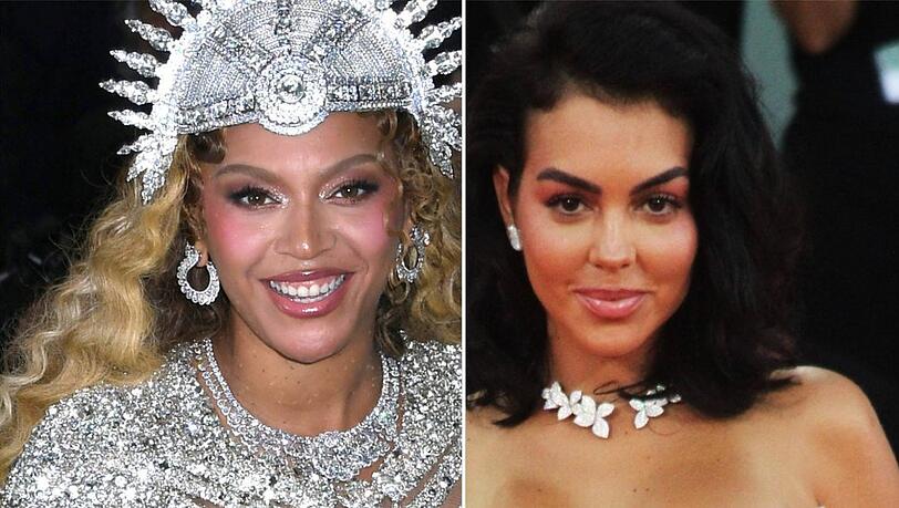 Beyoncé trug das Collier bei der Met Gala 2025 (l.) - Georgina Rodríguez (Archivfoto) wählte es für ihr Hochzeitsoutfit. Beyoncé trug das Collier bei der Met Gala 2025 (l.) - Georgina Rodríguez (Archivfoto) wählte es für ihr Hochzeitsoutfit.