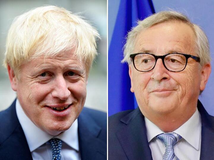 Der britische Premierminister Boris Johnson (l.) und EU-Kommissionspräsident Jean-Claude Juncker treffen sich am Montag zu einem Arbeitsessen.