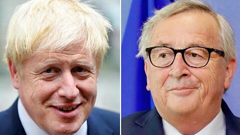 Der britische Premierminister Boris Johnson (l.) und EU-Kommissionspräsident Jean-Claude Juncker treffen sich am Montag zu einem Arbeitsessen.