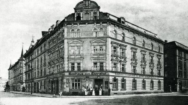 Das Gasthaus Elvirahof an der Klarastraße, heute das Gspusi & Klara.