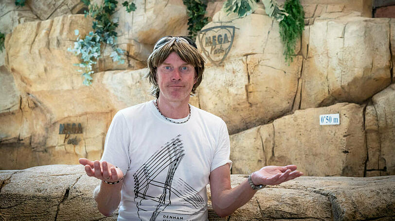Mickie Krause im Corona-bedingt geschlossenen Megapark an der Playa de Palma.