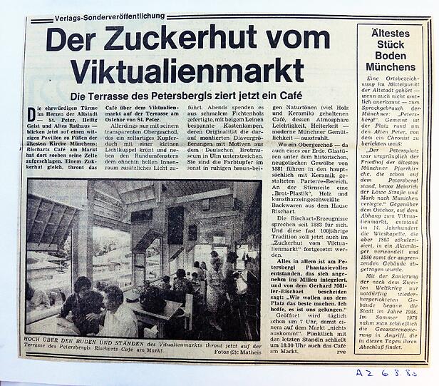 So berichtete die AZ vor 35 Jahren über die Eröffnung des Café Rischart.