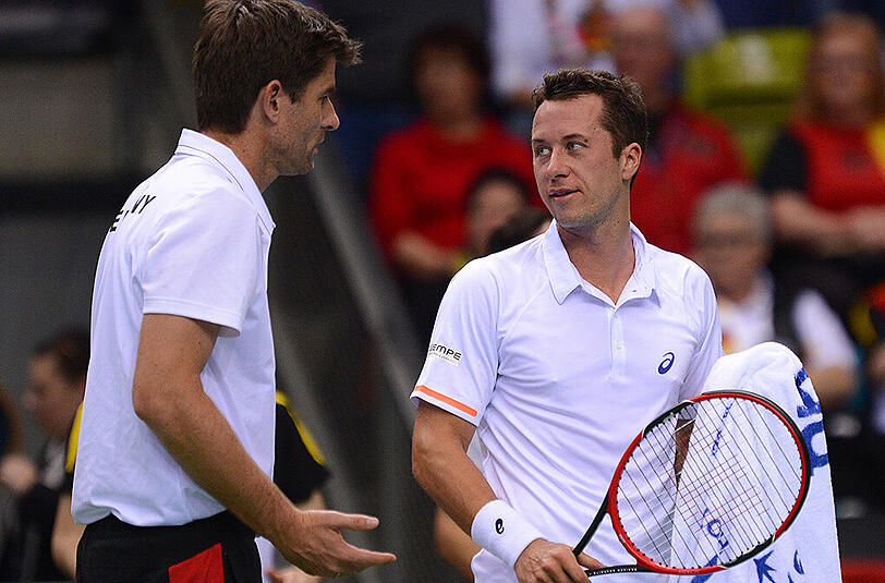 Davis-Cup-Teamchef Michael Kohlmann (links) muss gegen Polen auf Routinier Philipp Kohlschreiber verzichten.