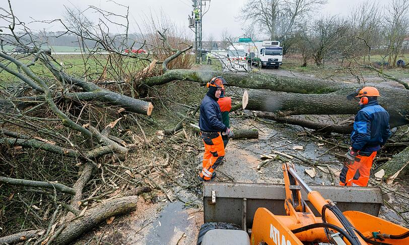In Schleswig-Holstein werden immer noch Bäume von Straßen geräumt.