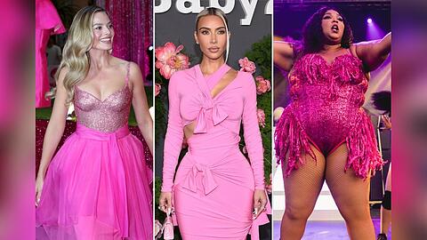 "Barbie"-Darstellerin Margot Robbie (l.) scheint Promi-Frauen wie Kim Kardashian und Lizzo (r.) modisch zu inspirieren.
