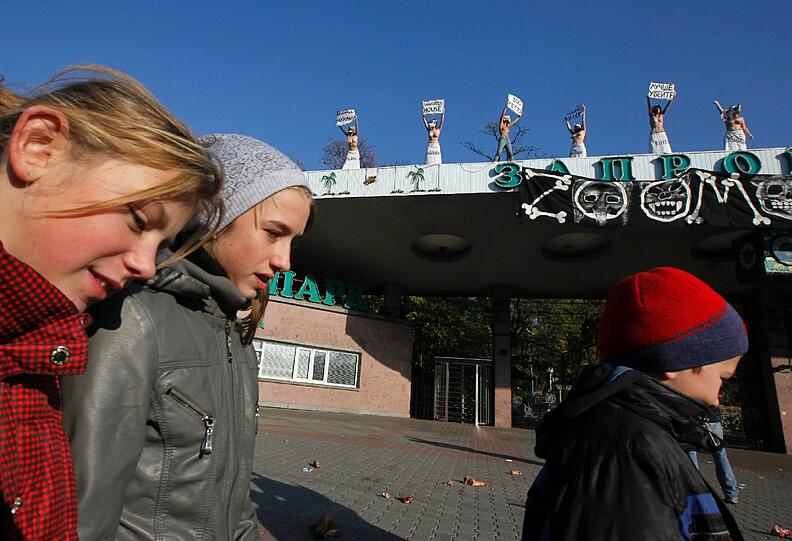 Sie sind wieder unterwegs: Die ukrainische Protestgruppe "Femen", bekannt für ihre "offenherzigen" Protestaktionen, hat wieder viel nackte Haut gezeigt - diesmal im Zoo. Mit ihrem barbusigen Protest im Zoo von Kiew wollten die Aktivistinnen am Donnerstag auf die unsachgemäße Haltung von Tieren in Käfigen aufmerksam machen - die Bilder.