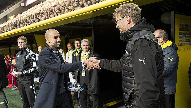 Handschlag: Guardiola und Klopp respektieren sich sehr. Handschlag: Guardiola und Klopp respektieren sich sehr.
