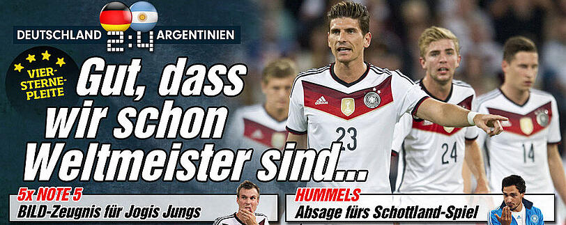 "Gut, dass wir schon Weltmeister sind...", Bild.de