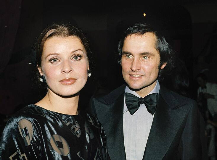 Senta Berger mit Michael Verhoeven auf dem SPIO-Filmball im Hotel Bayerischer Hof in München am 19.01.1974