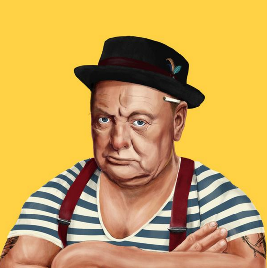 Israelischer Illustrator kreiert die Bildreihe "Hipstory" - Winston Churchill.