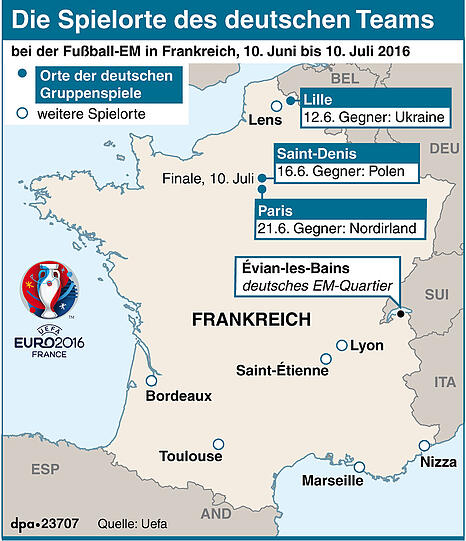 Die Spielorte der deutschen Nationalelf.