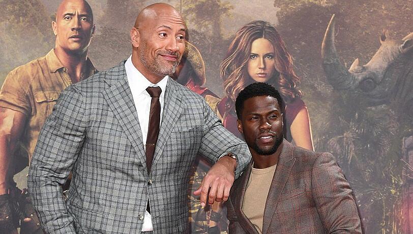 Dwayne Johnson und Kevin Hart genießen es, ihre Filme bei Premieren dem Publikum persönlich vorzustellen.