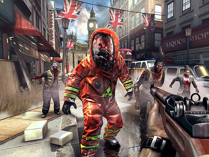 Im App-Shooter "Dead Trigger 2" kämpfen Spieler gegen Zombies