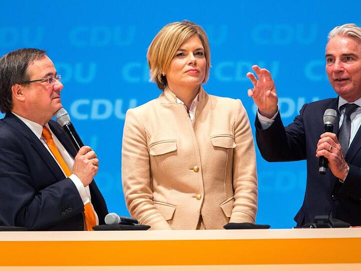 Die stellvertretenden CDU-Chefs Thomas Strobl, Julia Klöckner und Armin Laschet wehren sich gegen den Vorwurf von Friedrich Merz.