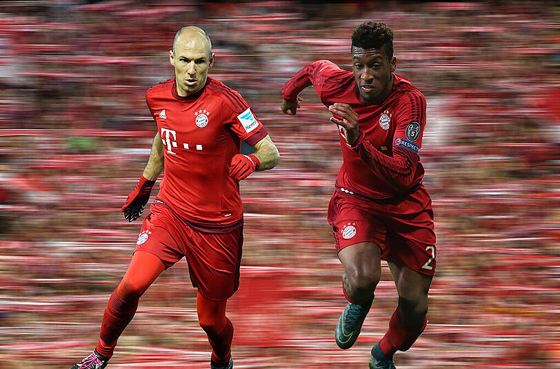 Ein heißes Bayern-Duell in der Rückrunde: Die Flügelspieler Arjen Robben (l.) und Kingsley Coman.
