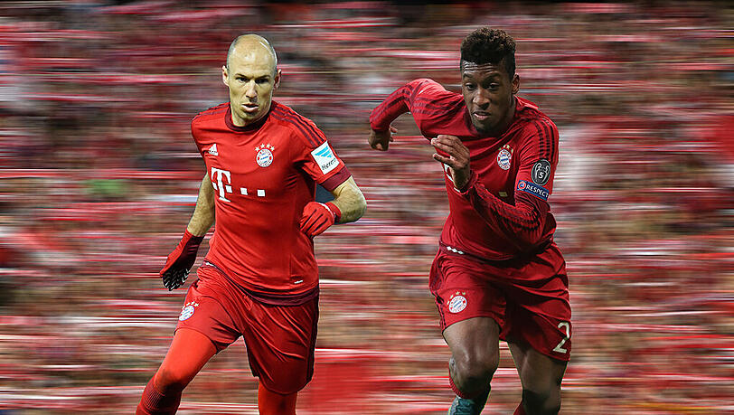 Ein heißes Bayern-Duell in der Rückrunde: Die Flügelspieler Arjen Robben (l.) und Kingsley Coman. Ein heißes Bayern-Duell in der Rückrunde: Die Flügelspieler Arjen Robben (l.) und Kingsley Coman.
