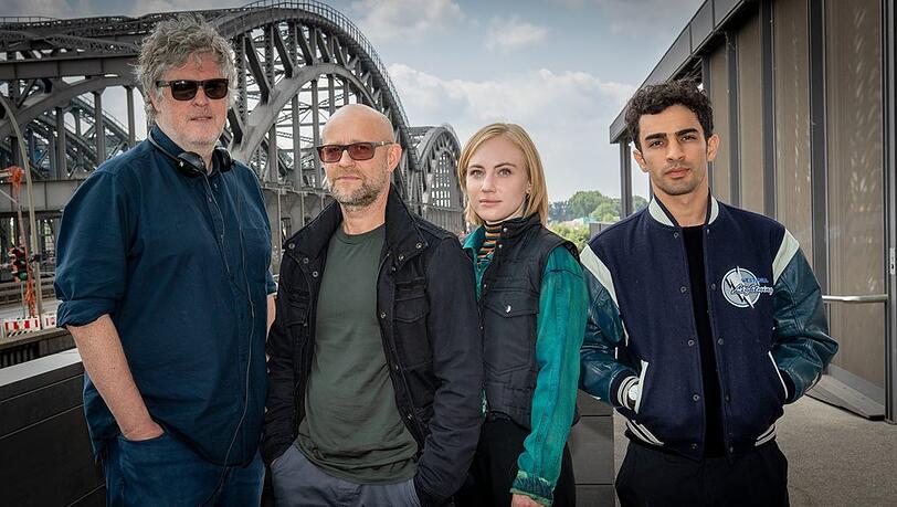 Die Protagonisten der TV-Serie "Informant": v.l.n.r.: Regisseur Matthias Glasner, Jürgen Vogel, Elisa Schlott und Ivar Wafaei.