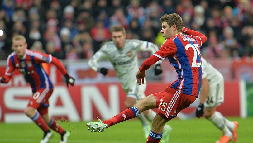 Thomas Müller erzielte gegen ZSKA Moskau seinen 24. Treffer in der Champions League. Thomas Müller erzielte gegen ZSKA Moskau seinen 24. Treffer in der Champions League.