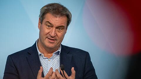 Bayerns Ministerpräsident Markus Söder (CSU) bei einer Pressekonferenz.