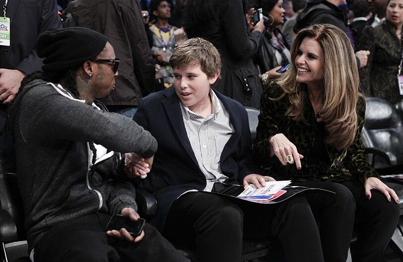 Rapper Lil Wayne, Christopher Schwarzenegger und Maria Shriver