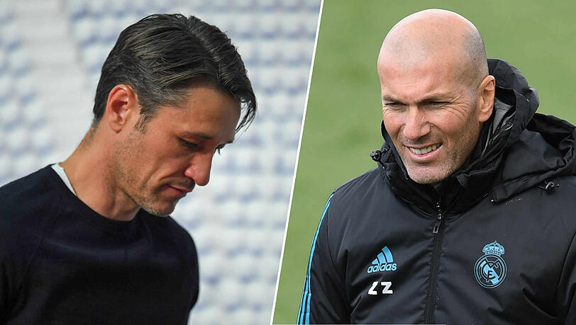Dem Gerücht zufolge könnte Zinédine Zidane (r.) Niko Kovac beim FC Bayern beerben. Dem Gerücht zufolge könnte Zinédine Zidane (r.) Niko Kovac beim FC Bayern beerben.