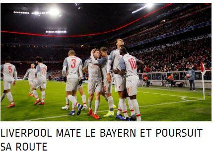 Zum Schluss noch die Kollegen aus Frankreich: "Liverpool bezwingt Bayern und verfolgt seinen Weg." Das schreibt der "Figaro".