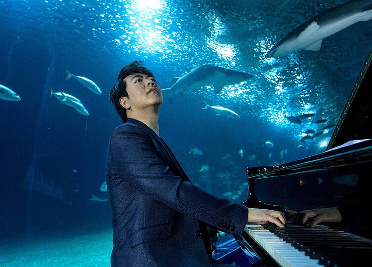 Lang Lang - hier nicht im Gasteig, sondern in einem Aquarium.