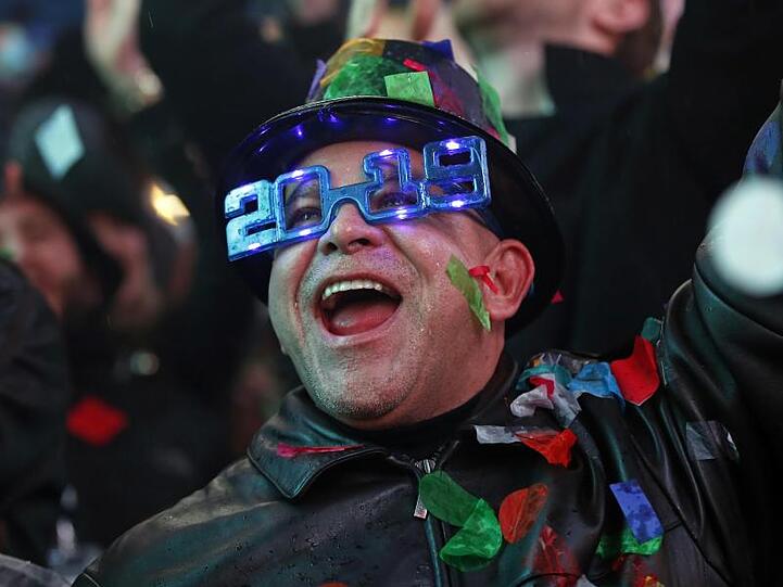 Happy New Year vom Times Square in New York.