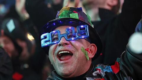 Happy New Year vom Times Square in New York.