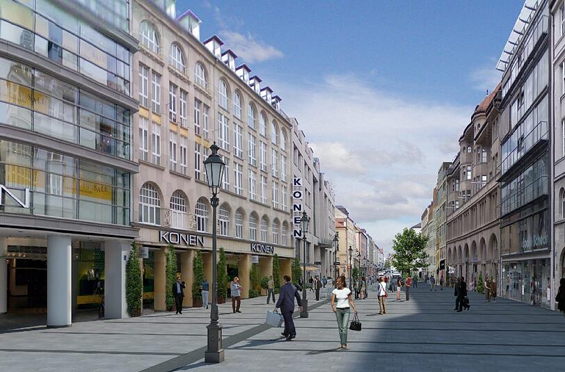 Wo vorher Autos fuhren, liegt jetzt zwischen Färbergraben und Hackenstraße eine großzügige Fußgängerzone. Über eine Erweiterung wird noch diskutiert.
