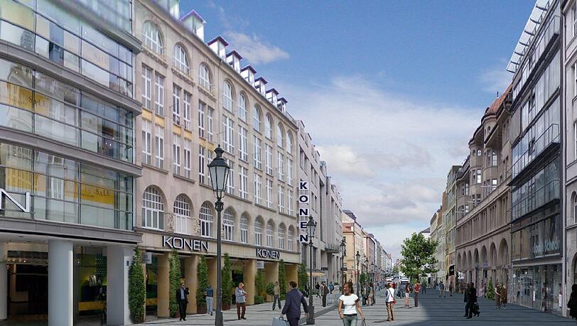 Wo vorher Autos fuhren, liegt jetzt zwischen Färbergraben und Hackenstraße eine großzügige Fußgängerzone. Über eine Erweiterung wird noch diskutiert.