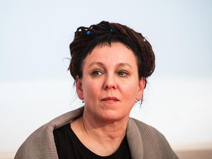 Literaturnobelpreisträgerin Olga Tokarczuk auf der Frankfurter Buchmesse.