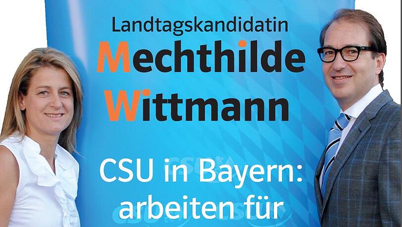 Mechthilde Wittmann und Alexander Dobrindt werben für eine CSU-Veranstaltung im Wirtshaus am Hart. Mechthilde Wittmann und Alexander Dobrindt werben für eine CSU-Veranstaltung im Wirtshaus am Hart.