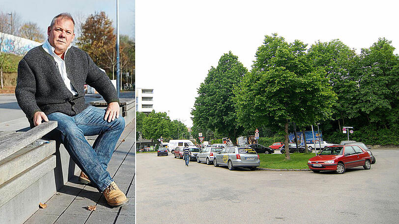 Frank Hochhäusler will die Bänke am Hans-Mielich-Platz wieder blau streichen lassen.