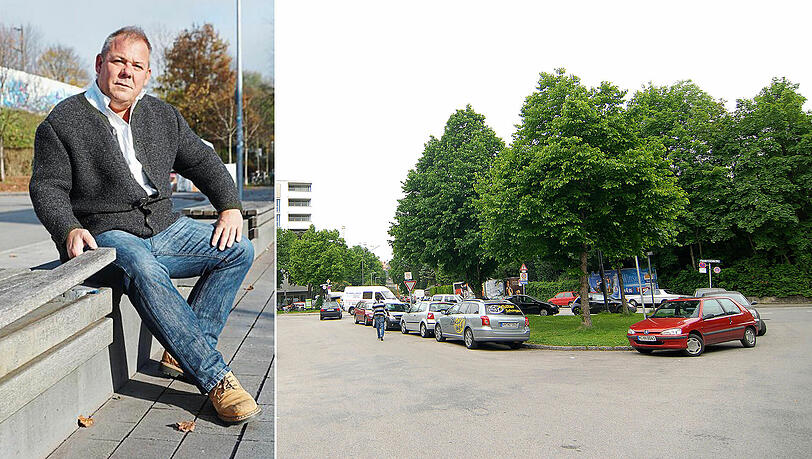 Frank Hochhäusler will die Bänke am Hans-Mielich-Platz wieder blau streichen lassen. Frank Hochhäusler will die Bänke am Hans-Mielich-Platz wieder blau streichen lassen.