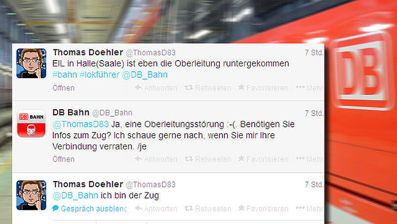 "Ich bin der Zug." Lokführer Thomas Doehler wusste als erster über die Bahn-Panne Bescheid. "Ich bin der Zug." Lokführer Thomas Doehler wusste als erster über die Bahn-Panne Bescheid.