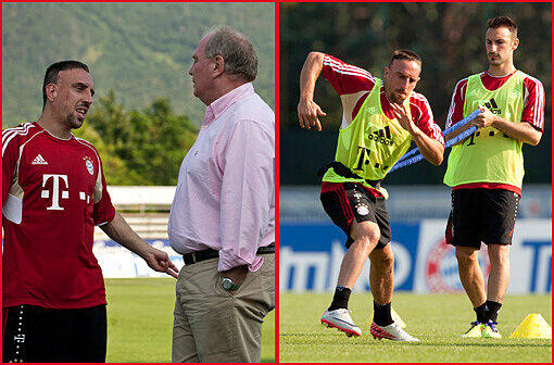 Spezial-Gast Uli Hoeneß kam am Dienstag an den Gardasee gereist und hat sich ein Training seiner Bayern angesehen.