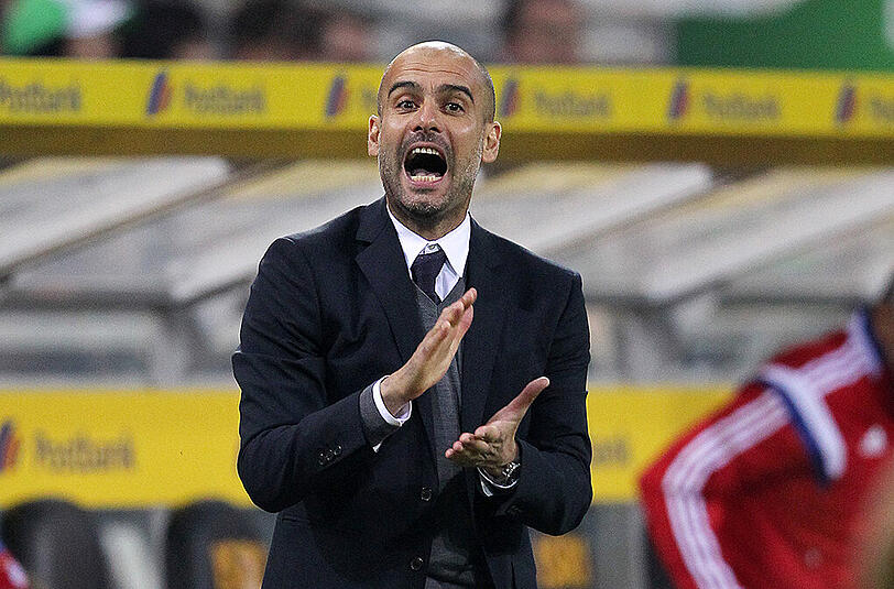 Pep Guardiola während dem Spiel gegen Borussia Mönchengladbach.