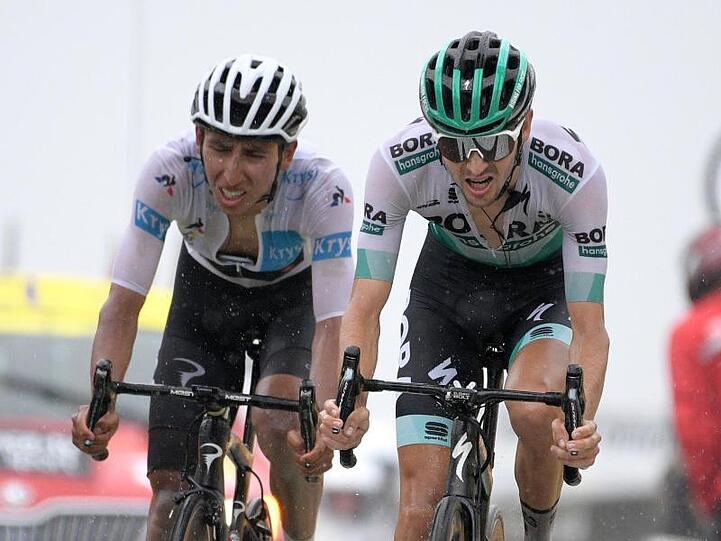 Emanuel Buchmann (r) und Egan Bernal bei der diesjährigen Tour-de-France.