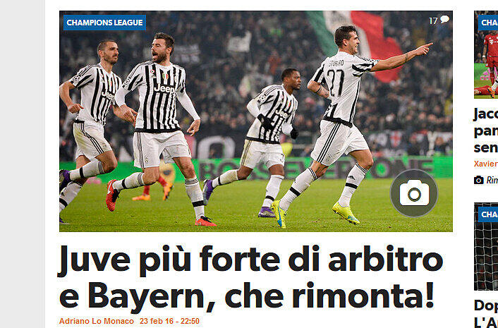 Der italienische Corriere dello Sport spricht von einem echten Comeback der alten Dame: "Was für eine Auferstehung. Juve stärker als der Schiedsrichter und Bayern."