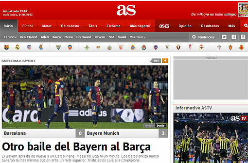 Und die "As" schreibt: "Bayern hat ein weiteres Mal mit Barca getanzt"
