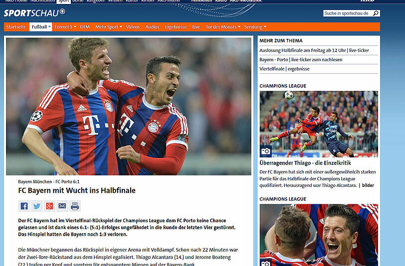 "Mit Wucht": So fasst es die Sportschau zusammen.