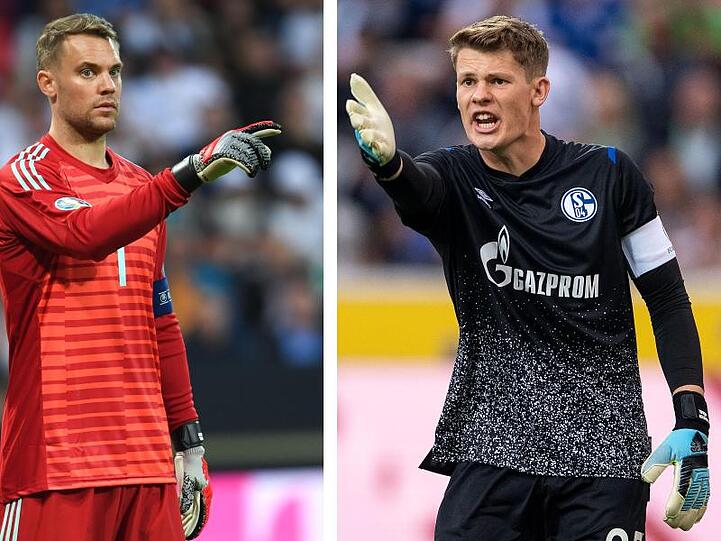 Die Bildkombo zeigt die Torhüter Manuel Neuer (l) vom FC Bayern München und Alexander Nübel von Schalke 04. Foto: Arne Dedert/dpa/Archivbild