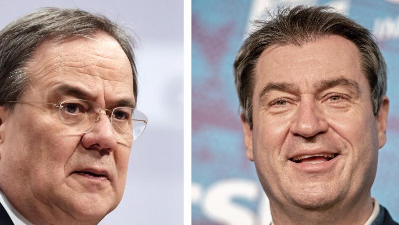 Armin Laschet, Ministerpräsident von Nordrhein-Westfalen und neuer CDU-Vorsitzender, und Markus Söder (r), Ministerpräsident von Bayern und CSU-Vorsitzender.
