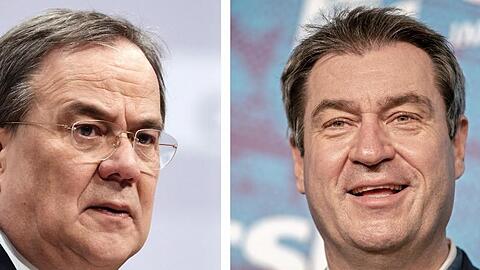 Armin Laschet, Ministerpräsident von Nordrhein-Westfalen und neuer CDU-Vorsitzender, und Markus Söder (r), Ministerpräsident von Bayern und CSU-Vorsitzender.