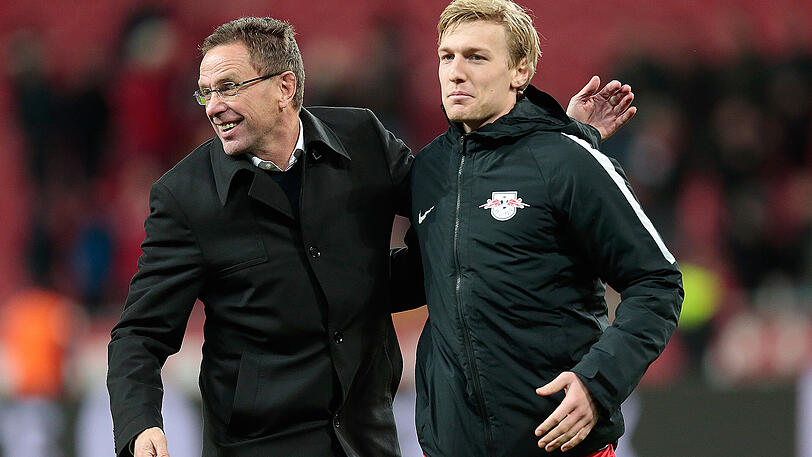 RB-Sportdirektor Ralf Rangnick (links) und RB-Angreifer Emil Forsberg.
